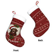 Load image into Gallery viewer, Chocolate Labrador Christmas Stocking – Heart Knit Portrait – Personalize with Photo and Name-Christmas Ornament-Chocolate Labrador,Christmas,Christmas Stocking,Personalize Artwork-4