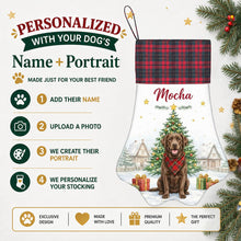Load image into Gallery viewer, Chocolate Labrador Christmas Stocking - Home for the Holidays - Personalize with Photo and Name-Christmas Ornament-Christmas,Christmas Stocking,Personalize Artwork-2