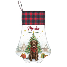 Load image into Gallery viewer, Chocolate Labrador Christmas Stocking - Home for the Holidays - Personalize with Photo and Name-Christmas Ornament-Christmas,Christmas Stocking,Personalize Artwork-3