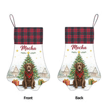 Load image into Gallery viewer, Chocolate Labrador Christmas Stocking - Home for the Holidays - Personalize with Photo and Name-Christmas Ornament-Christmas,Christmas Stocking,Personalize Artwork-5