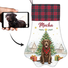Load image into Gallery viewer, Chocolate Labrador Christmas Stocking - Home for the Holidays - Personalize with Photo and Name-Christmas Ornament-Christmas,Christmas Stocking,Personalize Artwork-1