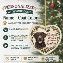 Load image into Gallery viewer, Chocolate Labrador Dog Ornament - Christmas Wishes Design - Personalized with Name-Christmas Ornament-Chocolate Labrador,Christmas,Personalize Artwork-2