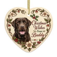 Load image into Gallery viewer, Chocolate Labrador Dog Ornament - Christmas Wishes Design - Personalized with Name-Christmas Ornament-Chocolate Labrador,Christmas,Personalize Artwork-4