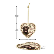 Load image into Gallery viewer, Chocolate Labrador Dog Ornament - Christmas Wishes Design - Personalized with Name-Christmas Ornament-Chocolate Labrador,Christmas,Personalize Artwork-5