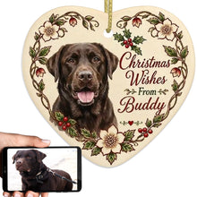 Load image into Gallery viewer, Chocolate Labrador Dog Ornament - Christmas Wishes Design - Personalized with Name-Christmas Ornament-Chocolate Labrador,Christmas,Personalize Artwork-1