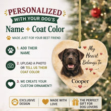 Load image into Gallery viewer, Chocolate Labrador Dog Ornament - My Heart Belongs To Design - Personalized with Name-Christmas Ornament-Chocolate Labrador,Christmas,Personalize Artwork-2