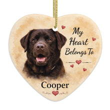 Load image into Gallery viewer, Chocolate Labrador Dog Ornament - My Heart Belongs To Design - Personalized with Name-Christmas Ornament-Chocolate Labrador,Christmas,Personalize Artwork-4