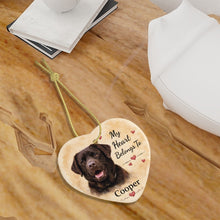Load image into Gallery viewer, Chocolate Labrador Dog Ornament - My Heart Belongs To Design - Personalized with Name-Christmas Ornament-Chocolate Labrador,Christmas,Personalize Artwork-7