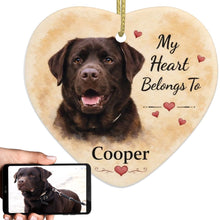 Load image into Gallery viewer, Chocolate Labrador Dog Ornament - My Heart Belongs To Design - Personalized with Name-Christmas Ornament-Chocolate Labrador,Christmas,Personalize Artwork-1