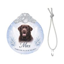 Load image into Gallery viewer, Chocolate Labrador Ornament - Angel Dog Memorial Design - Personalized with Photo and Name-Christmas Ornament-Chocolate Labrador,Christmas,Christmas Ornament,Personalize Artwork-4