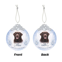 Load image into Gallery viewer, Chocolate Labrador Ornament - Angel Dog Memorial Design - Personalized with Photo and Name-Christmas Ornament-Chocolate Labrador,Christmas,Christmas Ornament,Personalize Artwork-5