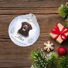 Load image into Gallery viewer, Chocolate Labrador Ornament - Angel Dog Memorial Design - Personalized with Photo and Name-Christmas Ornament-Chocolate Labrador,Christmas,Christmas Ornament,Personalize Artwork-7