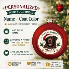 Load image into Gallery viewer, Chocolate Labrador Ornament - Classic Red Round Shape - Santa's Favourite Design - Personalized with Name-Christmas Ornament-Chocolate Labrador,Christmas,Personalize Artwork-2