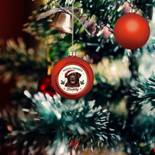 Load image into Gallery viewer, Chocolate Labrador Ornament - Classic Red Round Shape - Santa's Favourite Design - Personalized with Name-Christmas Ornament-Chocolate Labrador,Christmas,Personalize Artwork-3