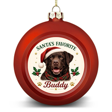 Load image into Gallery viewer, Chocolate Labrador Ornament - Classic Red Round Shape - Santa's Favourite Design - Personalized with Name-Christmas Ornament-Chocolate Labrador,Christmas,Personalize Artwork-4
