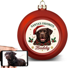 Load image into Gallery viewer, Chocolate Labrador Ornament - Classic Red Round Shape - Santa's Favourite Design - Personalized with Name-Christmas Ornament-Chocolate Labrador,Christmas,Personalize Artwork-1
