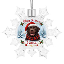 Load image into Gallery viewer, Chocolate Labrador Ornament - Personalized Snowflake Shaped Christmas Snow Globe Design - with Name-Christmas Ornament-Chocolate Labrador,Christmas,Personalize Artwork-4