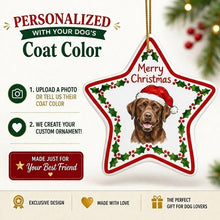 Load image into Gallery viewer, Chocolate Labrador Ornament - Personalized Star Shaped Christmas Folk-Art Design-Christmas Ornament-Chocolate Labrador,Christmas,Personalize Artwork-2
