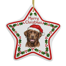 Load image into Gallery viewer, Chocolate Labrador Ornament - Personalized Star Shaped Christmas Folk-Art Design-Christmas Ornament-Chocolate Labrador,Christmas,Personalize Artwork-3