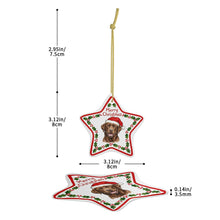 Load image into Gallery viewer, Chocolate Labrador Ornament - Personalized Star Shaped Christmas Folk-Art Design-Christmas Ornament-Chocolate Labrador,Christmas,Personalize Artwork-4