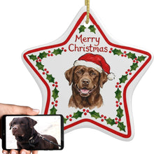 Load image into Gallery viewer, Chocolate Labrador Ornament - Personalized Star Shaped Christmas Folk-Art Design-Christmas Ornament-Chocolate Labrador,Christmas,Personalize Artwork-1