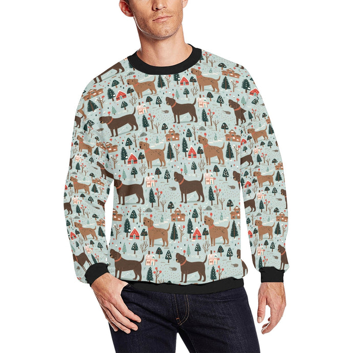 Chocolate Lab's Charming Christmas Fuzzy Sweatshirt for Men-Apparel-Apparel, Chocolate Labrador, Christmas, Dog Dad Gifts, Sweatshirt-S-1