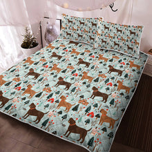 Load image into Gallery viewer, Chocolate Lab&#39;s Charming Christmas Quilt Blanket Bedding Set-Bedding-Bedding, Blankets, Christmas, Home Decor, Labrador-2