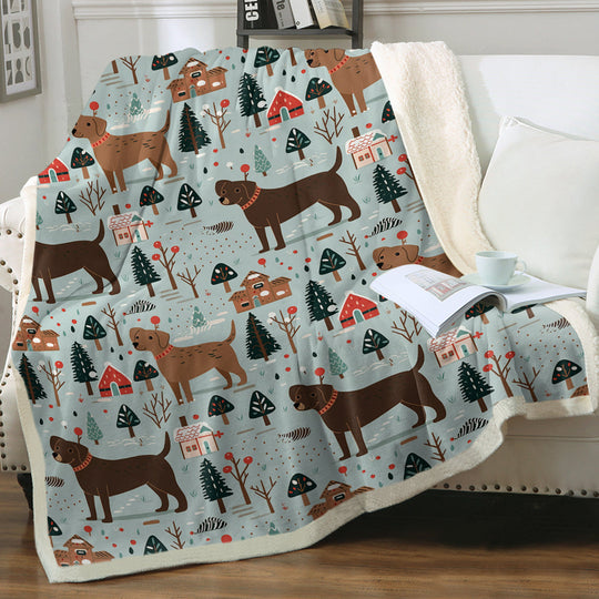Chocolate Labs Charming Christmas Soft Warm Fleece Blanket 540x