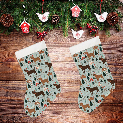 Chocolate Lab's Charming Christmas Stocking-Christmas Ornament-Christmas, Home Decor, Labrador-26X42CM-White-2