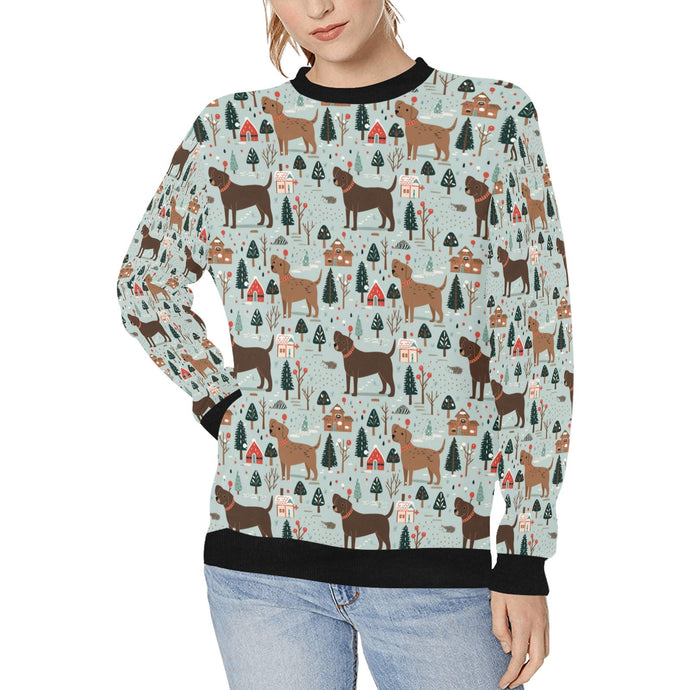 Chocolate Lab's Charming Christmas Sweatshirt for Women-Apparel-Apparel, Chocolate Labrador, Christmas, Dog Mom Gifts, Sweatshirt-S-1