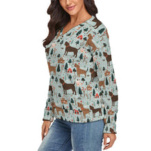 Load image into Gallery viewer, Chocolate Lab's Charming Women's V-Neck Christmas Sweater-Apparel-Apparel,Chocolate Labrador,Christmas,Dog Mom Gifts,Sweater,Sweatshirt-3