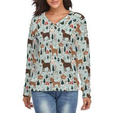 Load image into Gallery viewer, Chocolate Lab's Charming Women's V-Neck Christmas Sweater-Apparel-Apparel,Chocolate Labrador,Christmas,Dog Mom Gifts,Sweater,Sweatshirt-S-White8-1