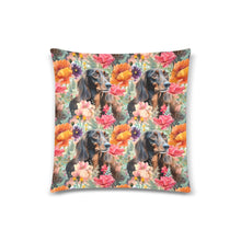 Load image into Gallery viewer, Chocolate Tan Dachshund Field of Blooms Throw Pillow Cover - 2 Designs-Cushion Cover-Dachshund, Home Decor, Pillows-4