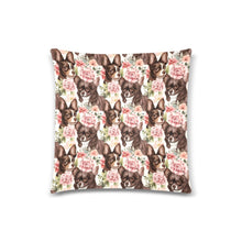 Load image into Gallery viewer, Chocolate White Chihuahuas Amidst Blushing Roses Throw Pillow Cover-Cushion Cover-Chihuahua, Home Decor, Pillows-One Size-1
