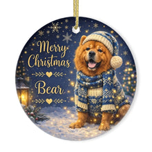 Load image into Gallery viewer, Chow Chow Christmas Ornament - Cozy Winter Pet Portrait Design - Personalize with Photo and Name-Christmas Ornament-Chow Chow,Christmas,Christmas Ornament,Personalize Artwork-3