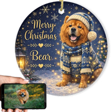 Load image into Gallery viewer, Chow Chow Christmas Ornament - Cozy Winter Pet Portrait Design - Personalize with Photo and Name-Christmas Ornament-Chow Chow,Christmas,Christmas Ornament,Personalize Artwork-1