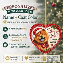 Load image into Gallery viewer, Chow Chow Christmas Ornament - Love &amp; Joy Heart Shaped Portrait - Personalize with Photo and Name-Christmas Ornament-Chow Chow,Christmas,Christmas Ornament,Personalize Artwork-2