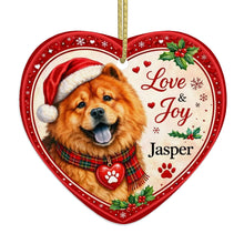 Load image into Gallery viewer, Chow Chow Christmas Ornament - Love &amp; Joy Heart Shaped Portrait - Personalize with Photo and Name-Christmas Ornament-Chow Chow,Christmas,Christmas Ornament,Personalize Artwork-4