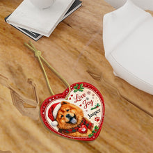 Load image into Gallery viewer, Chow Chow Christmas Ornament - Love &amp; Joy Heart Shaped Portrait - Personalize with Photo and Name-Christmas Ornament-Chow Chow,Christmas,Christmas Ornament,Personalize Artwork-7