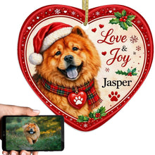 Load image into Gallery viewer, Chow Chow Christmas Ornament - Love &amp; Joy Heart Shaped Portrait - Personalize with Photo and Name-Christmas Ornament-Chow Chow,Christmas,Christmas Ornament,Personalize Artwork-1