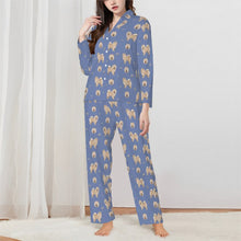 Load image into Gallery viewer, Chow Chow Pajamas for Women - XL Available - Yes I Love Cream Chow Chows-Pajamas-Apparel,Boxer,Chow Chow,Dog Mom Gifts,Pajamas-Blue-XS-3