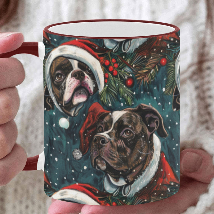 Christmas Canopy Black White Pit Bulls Coffee Mug-White-ONE SIZE-1