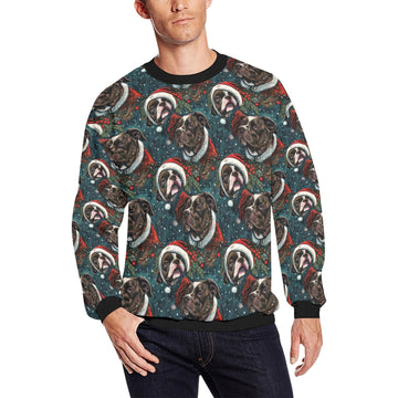 Christmas Canopy Black White Pit Bulls Fuzzy Sweatshirt For Men S 360x