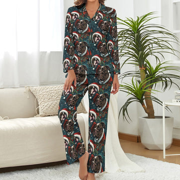 Christmas Canopy Black White Pit Bulls Pajamas Set For Women S 360x