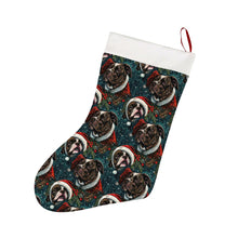 Load image into Gallery viewer, Christmas Canopy Black White Pit Bulls Stocking-Christmas Ornament-Christmas, Home Decor, Pit Bull-2