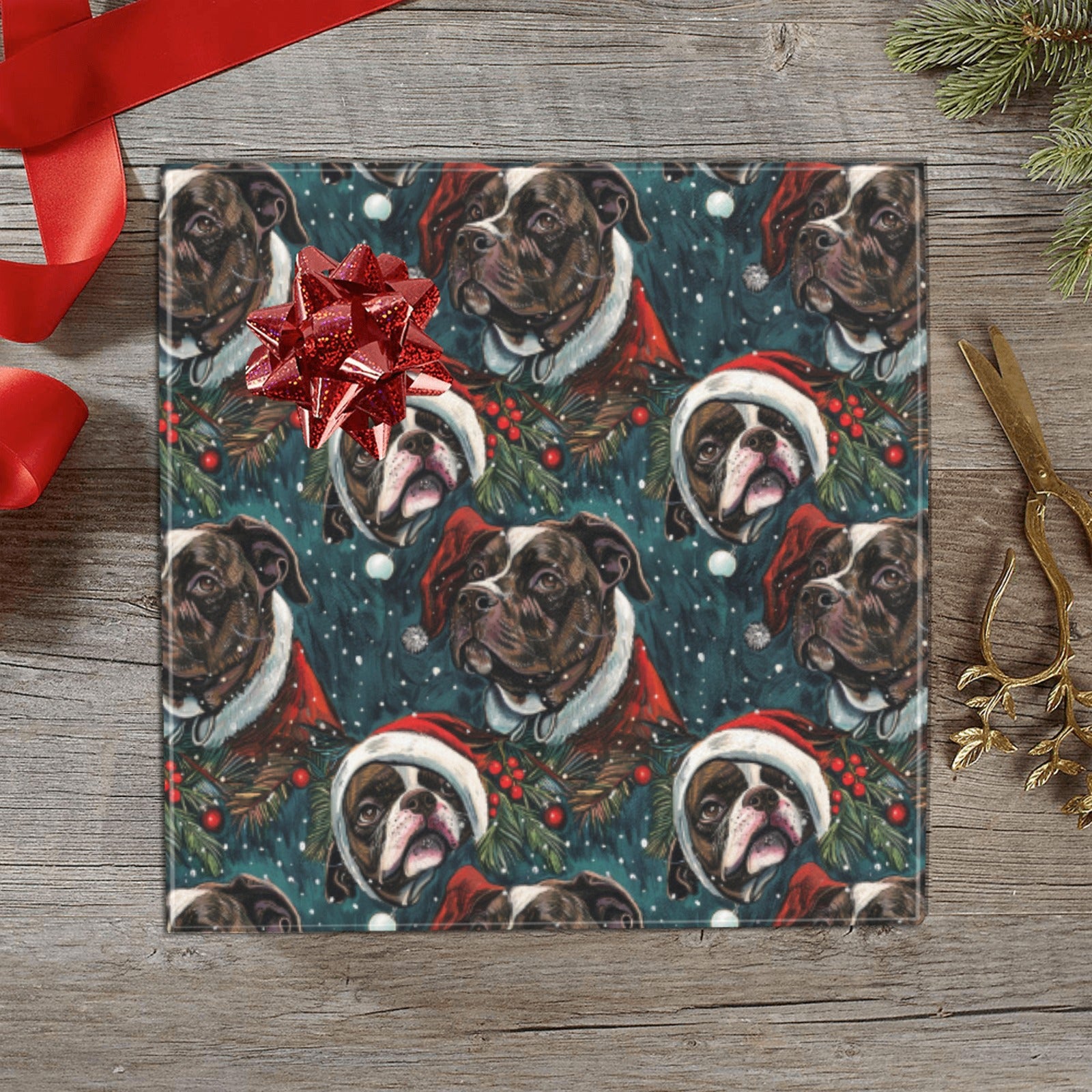 Christmas Canopy Boxer Gift Wrapping Paper 2 Rolls