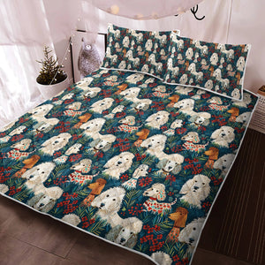 Christmas Canopy Poodle Paradise Quilt Blanket Bedding Set-Bedding-Bedding, Blankets, Christmas, Home Decor, Pomeranian-2