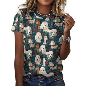 Christmas Canopy Poodle Paradise Women's Cotton T-Shirt-Apparel-Apparel, Christmas, Dog Mom Gifts, Poodle, T Shirt-2XS-DarkGray7-1