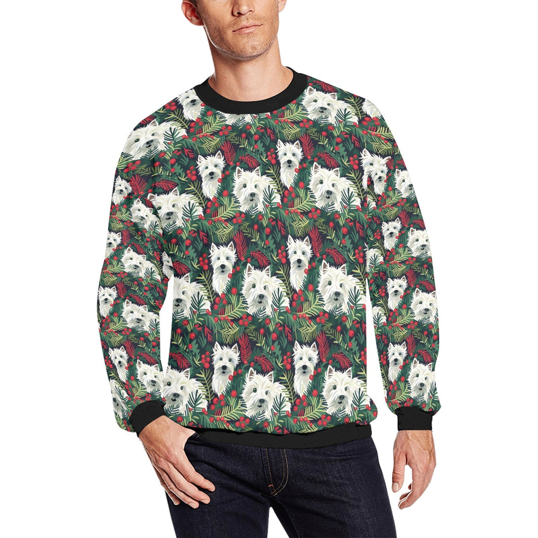 Christmas Canopy Westie's Fuzzy Sweatshirt for Men-Apparel-Apparel, Christmas, Dog Dad Gifts, Sweatshirt, West Highland Terrier-S-1