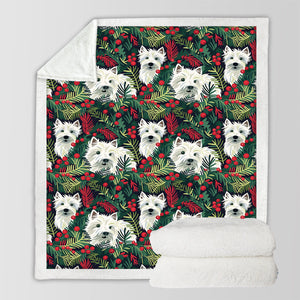 Christmas Canopy Westies Soft Warm Fleece Blanket-Blanket-Blankets, Christmas, Dog Dad Gifts, Dog Mom Gifts, Home Decor, West Highland Terrier-3